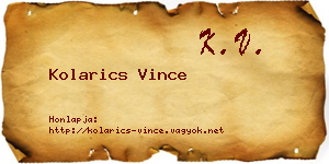 Kolarics Vince névjegykártya